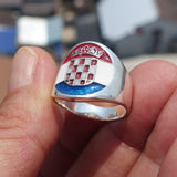 Croatian Flag Ring, Sterling Silver Ring, Pinky Ring, Flag of Croatia, Sport Event Outfit, Fan Apparel, Mens Silver Ring, Gift for Fans, Croatia Flag