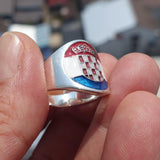Croatian Flag Ring, Sterling Silver Ring, Pinky Ring, Flag of Croatia, Sport Event Outfit, Fan Apparel, Mens Silver Ring, Gift for Fans, Croatia Flag