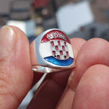 Croatian Flag Ring, Sterling Silver Ring, Pinky Ring, Flag of Croatia, Sport Event Outfit, Fan Apparel, Mens Silver Ring, Gift for Fans, Croatia Flag