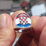 Croatian Flag Ring, Sterling Silver Ring, Pinky Ring, Flag of Croatia, Sport Event Outfit, Fan Apparel, Mens Silver Ring, Gift for Fans, Croatia Flag