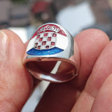 Croatian Flag Ring, Sterling Silver Ring, Pinky Ring, Flag of Croatia, Sport Event Outfit, Fan Apparel, Mens Silver Ring, Gift for Fans, Croatia Flag