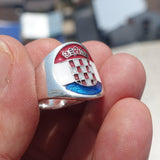 Croatian Flag Ring, Sterling Silver Ring, Pinky Ring, Flag of Croatia, Sport Event Outfit, Fan Apparel, Mens Silver Ring, Gift for Fans, Croatia Flag