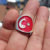 Turkish Flag Ring, Sterling Silver Ring, Pinky Ring, Flag of Turkey, Sport Event Outfit, Fan Apparel, Mens Silver Ring, Gift for Fans, Turkey Flag