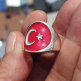 Turkish Flag Ring, Sterling Silver Ring, Pinky Ring, Flag of Turkey, Sport Event Outfit, Fan Apparel, Mens Silver Ring, Gift for Fans, Turkey Flag