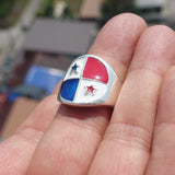 Excellent crafted Men's National Flag Ring Panama - Sterling Silver