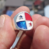 Excellent crafted Men's National Flag Ring Panama - Sterling Silver