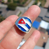 Cuban Flag Ring, Sterling Silver Ring, Pinky Ring, Flag of Cuba, Sport Event Outfit, Fan Apparel, Mens Silver Ring, Gift for Fans, Cuba Flag