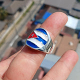 Cuban Flag Ring, Sterling Silver Ring, Pinky Ring, Flag of Cuba, Sport Event Outfit, Fan Apparel, Mens Silver Ring, Gift for Fans, Cuba Flag