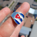 Cuban Flag Ring, Sterling Silver Ring, Pinky Ring, Flag of Cuba, Sport Event Outfit, Fan Apparel, Mens Silver Ring, Gift for Fans, Cuba Flag