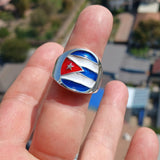 Cuban Flag Ring, Sterling Silver Ring, Pinky Ring, Flag of Cuba, Sport Event Outfit, Fan Apparel, Mens Silver Ring, Gift for Fans, Cuba Flag