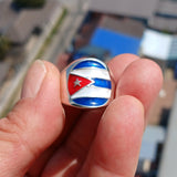 Cuban Flag Ring, Sterling Silver Ring, Pinky Ring, Flag of Cuba, Sport Event Outfit, Fan Apparel, Mens Silver Ring, Gift for Fans, Cuba Flag
