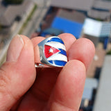 Cuban Flag Ring, Sterling Silver Ring, Pinky Ring, Flag of Cuba, Sport Event Outfit, Fan Apparel, Mens Silver Ring, Gift for Fans, Cuba Flag