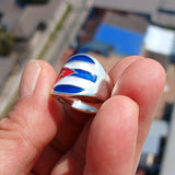 Cuban Flag Ring, Sterling Silver Ring, Pinky Ring, Flag of Cuba, Sport Event Outfit, Fan Apparel, Mens Silver Ring, Gift for Fans, Cuba Flag