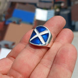 Scottish Flag Ring, Sterling Silver Ring, Pinky Ring, Flag of Scotland, Sport Event Outfit, Fan Apparel, Mens Silver Ring, Gift for Fans, Scotland Flag