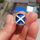Scottish Flag Ring, Sterling Silver Ring, Pinky Ring, Flag of Scotland, Sport Event Outfit, Fan Apparel, Mens Silver Ring, Gift for Fans, Scotland Flag