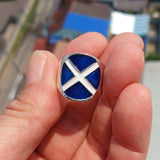 Scottish Flag Ring, Sterling Silver Ring, Pinky Ring, Flag of Scotland, Sport Event Outfit, Fan Apparel, Mens Silver Ring, Gift for Fans, Scotland Flag