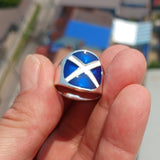 Scottish Flag Ring, Sterling Silver Ring, Pinky Ring, Flag of Scotland, Sport Event Outfit, Fan Apparel, Mens Silver Ring, Gift for Fans, Scotland Flag