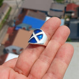 Scottish Flag Ring, Sterling Silver Ring, Pinky Ring, Flag of Scotland, Sport Event Outfit, Fan Apparel, Mens Silver Ring, Gift for Fans, Scotland Flag