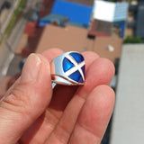 Scottish Flag Ring, Sterling Silver Ring, Pinky Ring, Flag of Scotland, Sport Event Outfit, Fan Apparel, Mens Silver Ring, Gift for Fans, Scotland Flag