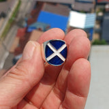 Scottish Flag Ring, Sterling Silver Ring, Pinky Ring, Flag of Scotland, Sport Event Outfit, Fan Apparel, Mens Silver Ring, Gift for Fans, Scotland Flag