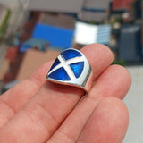 Scottish Flag Ring, Sterling Silver Ring, Pinky Ring, Flag of Scotland, Sport Event Outfit, Fan Apparel, Mens Silver Ring, Gift for Fans, Scotland Flag