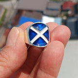 Scottish Flag Ring, Sterling Silver Ring, Pinky Ring, Flag of Scotland, Sport Event Outfit, Fan Apparel, Mens Silver Ring, Gift for Fans, Scotland Flag