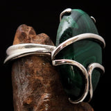 Malachite Ring, handmade silver ring, unique silver ring, Sterling Silver Ring with Green Malachite, gift for her, one of a kind - Size 9