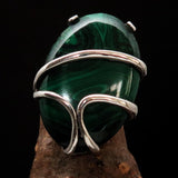 Malachite Ring, handmade silver ring, unique silver ring, Sterling Silver Ring with Green Malachite, gift for her, one of a kind - Size 9