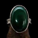 Green Malachite Ring, handmade silver ring, unique silver ring, Sterling Silver Ring, oval Green Malachite, Minimalist Ring, Gift - Size 10