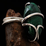 Malachite Ring, handmade silver ring, unique silver ring, Sterling Silver Ring with Green Malachite, gift for her, one of a kind - Size 9