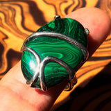 Malachite Ring, handmade silver ring, unique silver ring, Sterling Silver Ring with Green Malachite, gift for her, one of a kind - Size 9