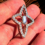 Moonstone Necklace, Sterling Silver Pendant, Gemstone pendant, Cross Pendant, oval shaped Ceylon Moonstone, 33 CZ, moonstone pendant, gift