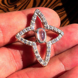 Moonstone Necklace, Sterling Silver Pendant, Gemstone pendant, Cross Pendant, oval shaped Ceylon Moonstone, 33 CZ, moonstone pendant, gift