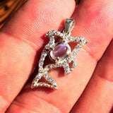 Dolphin Pendant, Moonstone Pendant, Moonstone Dolphin Pendant, Gemstone Pendant, Ceylon Moonstone, 38 CZ, Gift for Her - Sterling Silver