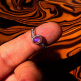 Moonstone Ring, Gemstone Ring, Sterling Silver Ring, Solitaire Ring with oval shaped Ceylon Moonstone and 10 CZ, Gift for Her - Size 5.5