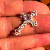 Moonstone Pendant, Sterling Silver Pendant, Cross Pendant, Crucifix Pendant, oval shaped Ceylon Moonstone, 6 CZ, moonstone necklace, gift