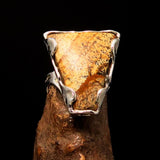 Jasper Ring, Fancy shaped asymmetric Artwork ring, Sterling Silver Ring, Picture Jasper ring, handmade silver ring, unique ring - size 8