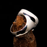 Agate Silver Ring, Sterling Silver Ring with rectangle brown Agate Cabochon, Handmade silver ring, gift for her, unique design - Size 9.5