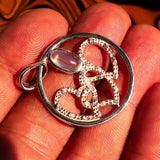 Sterling Silver Pendant, Three Hearts Pendant, Ceylon Moonstone and CZ, flying heart amulet, 925 pendant, Love symbol pendant, gift for her