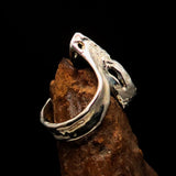 Malachite Silver Ring, Artwork Sterling Silver Ring, Green Pear Malachite, handmade silver ring, Unique Design, gift for her - Size 9