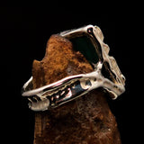 Green Malachite Ring, Artwork Sterling Silver Ring, rectangle shaped Green Malachite, handmade silver ring, unique silver ring - Size 9