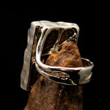 Handmade Jasper ring, Rectangle shaped ring, Sterling Silver Ring with faceted Jasper, Handmade silver ring, unique design - size 7
