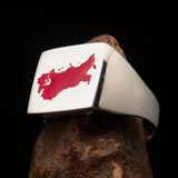 Soviet Union Ring, Men's Ring, Pinky Ring, Square shaped Ring, Mirror polished Sterling Silver, Men's Pinky Ring, Flag of Soviet Union, Gift