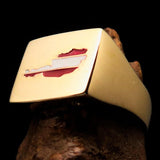 Austrian Flag Ring, Square shaped Ring, Mirror polished Brass ring, Costume Ring, Flag of Austria, Sport Event Outfit, Pinky Ring, Fan Ring