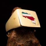 Costa Rica Flag ring, Square shaped Mirror polished Brass ring, Costume Pinky Ring, Flag of Costa Rica, handmade costume ring, brass ring