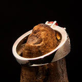 Orange Sapphire Ring, Natural Sapphire ring, Sterling Silver Ring, 28 white CZ. unique design, handmade silver ring, gift for her - size 6.5