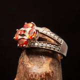 Orange Sapphire Ring, Natural Sapphire ring, Sterling Silver Ring, 28 white CZ. unique design, handmade silver ring, gift for her - size 6.5