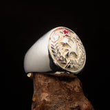 Communist Crest Ring, Sterling Silver Ring, Pinky Ring, Red Star Ring, Hammer and Sickle Crest Ring, USSR Ring, CCCP Ring, Gift for Him
