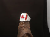 Canadian Flag Ring, Flag of Canada, Pinky Ring, Costume Ring, Maple Leaf Ring, Fan Apparel, Sport Event Outfit, Men's Ring - Sterling Silver