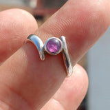 Purple Star Sapphire Ring, Sterling Silver Ring, Purple star Sapphire, natural sapphire ring, solitaire silver ring unique design - Size 7